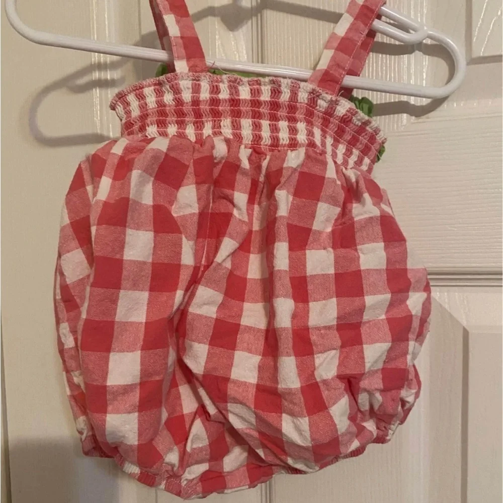 Smocked Gingham Bunny Bubble Romper